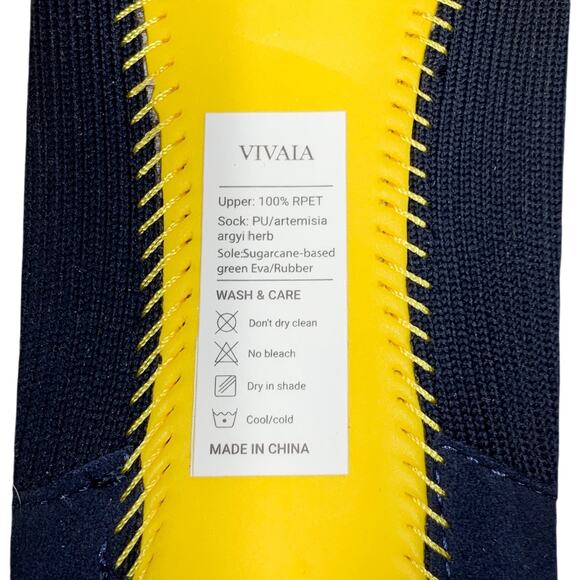 Vivaia Margot 2.0 Dark Navy Blue Ribbed Knit Square-Toe V-Cut Ballet Flats 10W - Picture 8 of 10